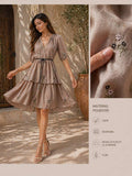 Rochie Maro Coniac Florală cu Broderie – Creatie Italia