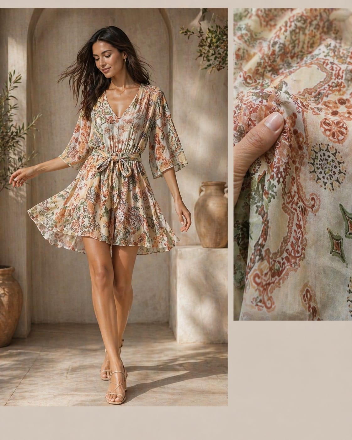 Rochie Mini Paisley cu Print Oriental – Lyocell