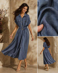 Rochie Midi Albastru Denim Effect – Vâscoză