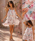 Rochie Mini Florală Albă cu Volane – 100% Bumbac Blu Royal Italia