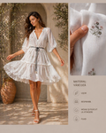 Rochie Albă Florală cu Broderie- Creatie Italia
